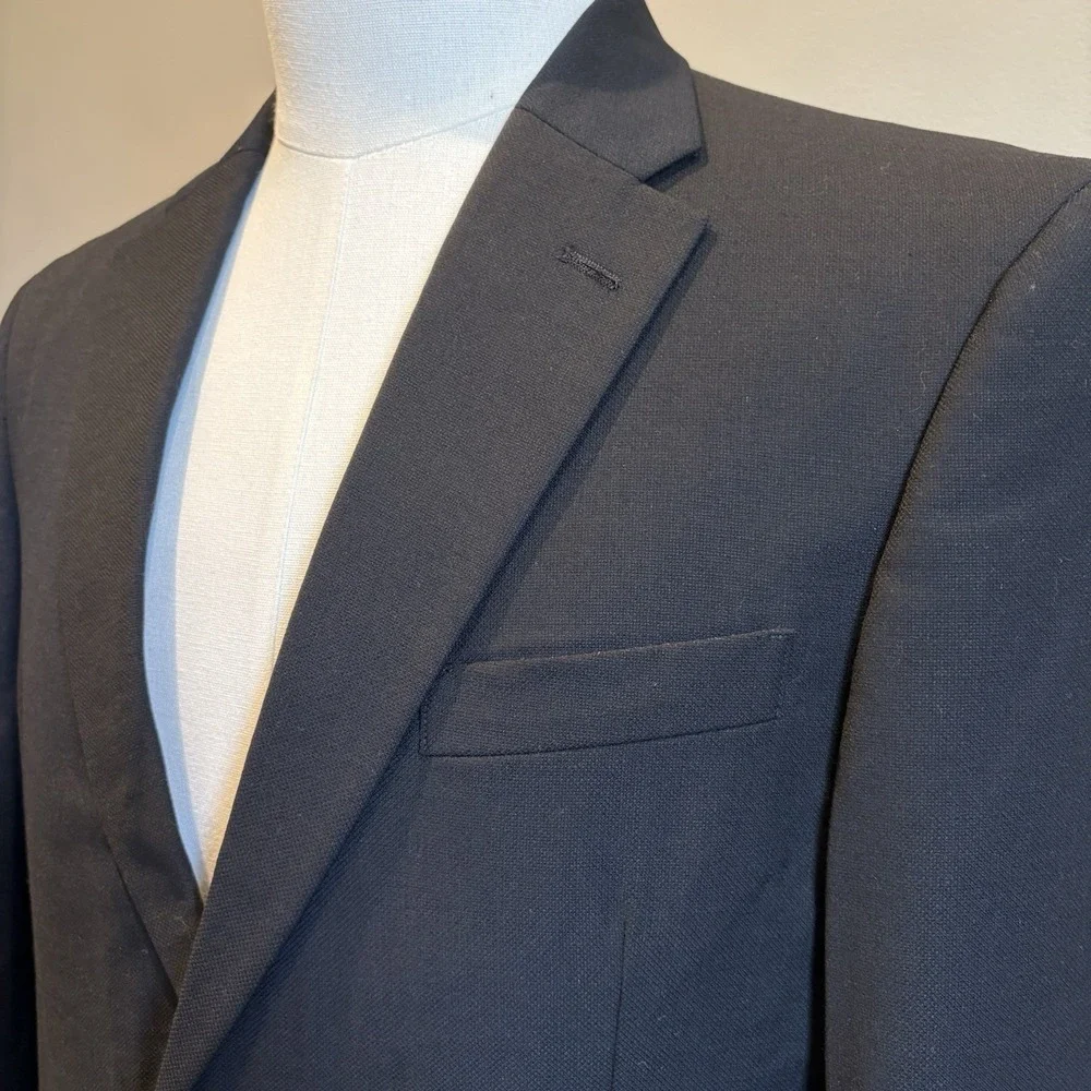 Tommy Hilfiger Sport Coat 40S Black Wool Blend Performance Stretch Modern Blazer